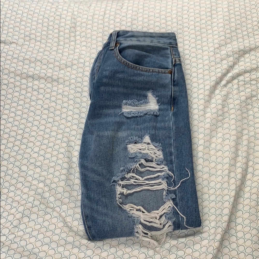 Ripped blue jeans